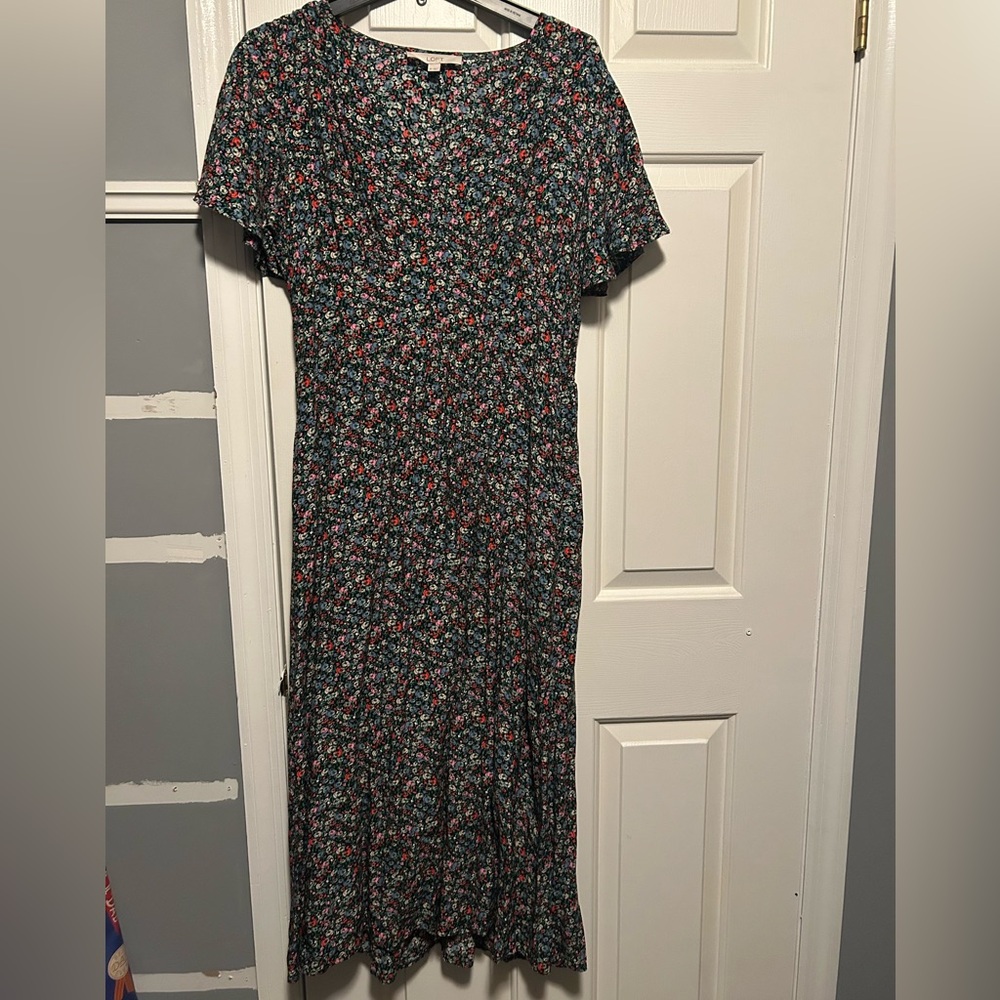 Loft Multicolor Floral Long Sleeve Dress